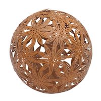 Sphère de jardin en acier corten découpée au laser, extérieure, imperméable, taille personnalisable, art floral, boule creuse, sculpture décorative, ornement