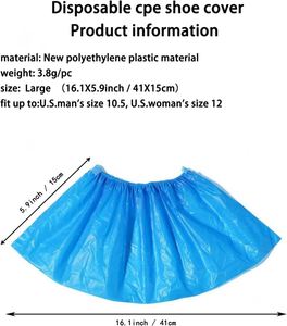 Surchaussures jetables CPE anti-poussière pour l'industrie alimentaire, bleues, à enfiler, 40x15cm, résistantes à l'abrasion, Chine - Product Image 2