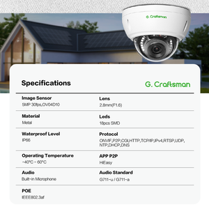 Caméra de sécurité IP dôme extérieure GR-D1FI-M5V G.Craftsman IK10 anti-vandalisme 5MP, étanche IP66, avec fonction intelligente IA via l'application HiEasy - Product Image 2