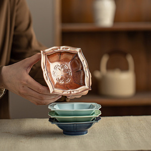 Assiette à fruits en céramique de style chinois, forme irrégulière, en porcelaine, rétro, pour la salle de thé, plat à collation, usage domestique et festif - Product Image 4