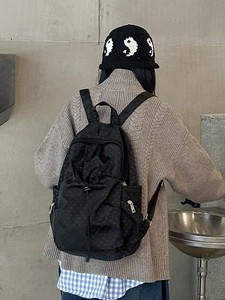Zaino chic a pois in stile coreano per donna, borsa da scuola casual e versatile, zaino da viaggio leggero per studenti delle scuole medie - Product Image 1