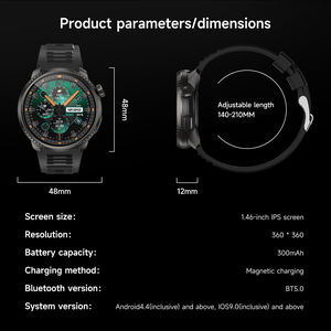 Montres intelligentes DS6 avec écran tactile de 1,46 pouce, suivi d'activité physique, GPS, SOS, lampe de poche, notifications de messages pour hommes, fitness en plein air - Product Image 6