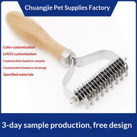 Brosse et peigne de toilettage pour animaux de compagnie, double face, en acier inoxydable, écologique, 2-en-1, pour éliminer les poils de chien
