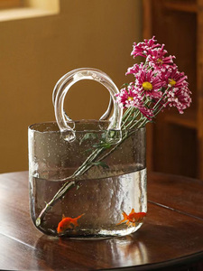 <span class=keywords><strong>Vase</strong></span> à main en verre soufflé transparent avec poignées pour arrangements floraux à la maison ou au <span class=keywords><strong>jardin</strong></span>, nouveau design floral - Product Image 5
