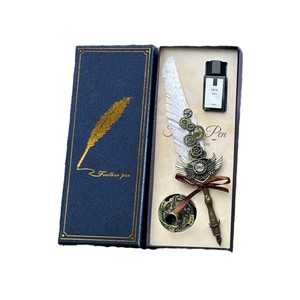 Mechanical Industry <b>Gift</b> Box Set 0.7mm Wide Feather <b>Pen</b> Durable Metal Material for Writing - Product Image 1