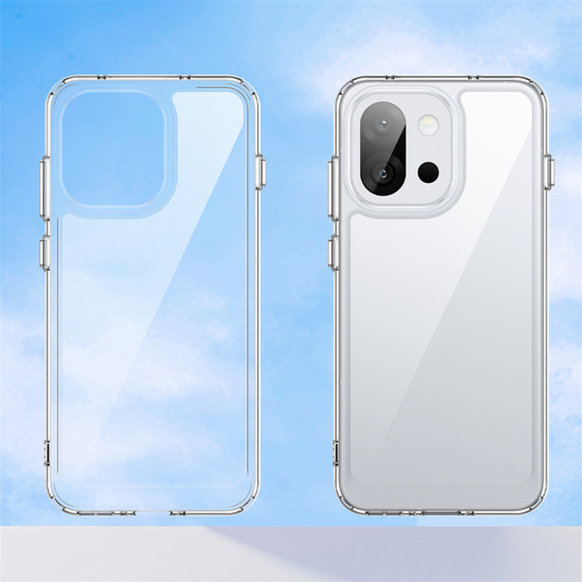 Space Electroplated Independent Button Keys Lens Frame Colorful Bumper Clear Back Cover TPU+Acrylic Shockproof Phone Case