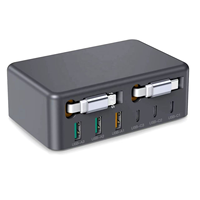 Chargeur GaN PD 120W 8 ports QC3.0 Adaptateur de voyage universel avec câble USB-C rétractable Chargeur rapide multi USB A+C
