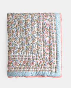 Couvre-lit réversible en coton floral imprimé à la main, couette d'été douce, jeté de lit, décoration style ferme - Product Image 2