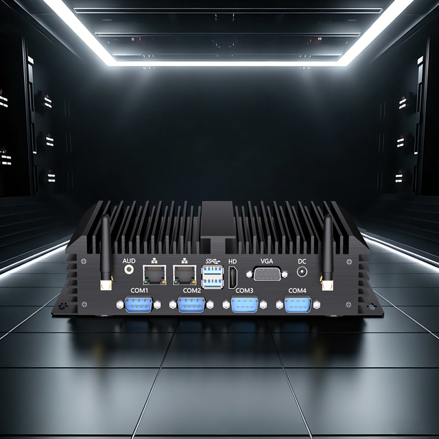 Industrial Fanless Mini PC Intel Core I7-5500U 6 COM Ports 2 LAN 512GB SSD Rugged Aluminum Computer for Automation System
