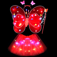 Ailes de papillon lumineuses pour filles, décoration de dos avec jouets brillants, baguette magique merveilleuse, ensemble cadeau pour fête d'anniversaire sur le thème des contes de fées pour enfants
