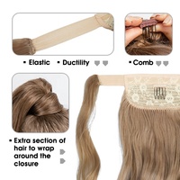 SARLA Extensions de cheveux synthétiques résistantes à la chaleur, longues et bouclées, de 22 pouces, avec clip, pour femmes, à enrouler autour de la queue de cheval