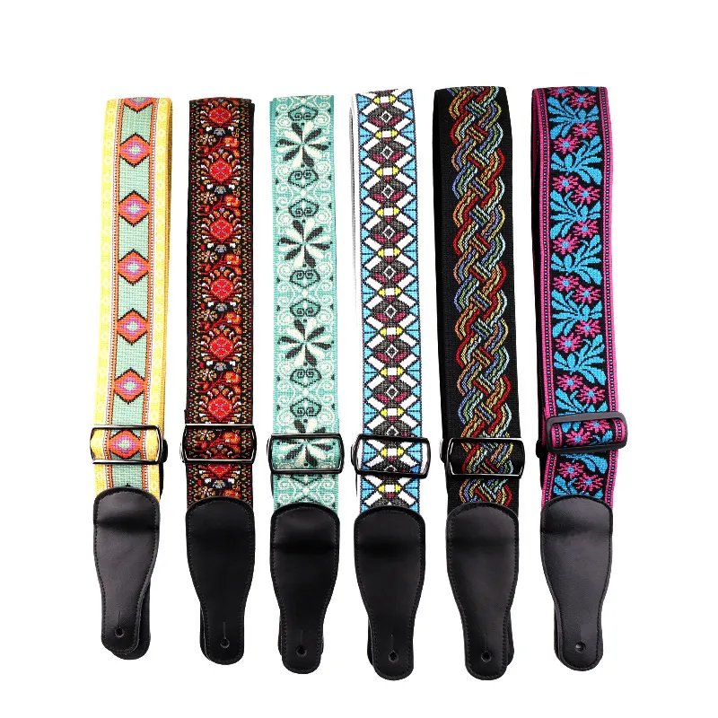 Fancy Embroidery Guitar Strap National Bass Electric Guitar Strap Cotton Guitar Parts