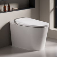 WC intelligent haut de gamme monobloc sans bride avec siège chauffant automatique, fonction de lavage féminin et chasse d'eau à capteur de pied
