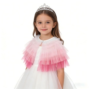 Girl Kids Pink Shawl Small <b>Coat</b> Summer Thin Girl Princess <b>Skirt</b> Outer Top Children's Mesh Cloak - Product Image 1
