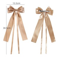 Grands nœuds en satin pour cheveux avec ruban, pince à cheveux à longue queue, accessoire en tissu, style doux, coiffure classique pour femmes, usage quotidien