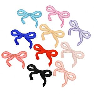 New Iron on 7.5cm Embroidery Colorful <b>Bow</b> Patch for Hair <b>Clip</b> Clothing Bag Jeans Decoration - Product Image 1