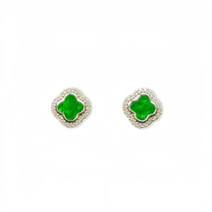Pendientes de Jadeíta Birmana Natural de Grado A, con Forma de Trébol de Cuatro Hojas, para Mujer, Regalo de Jadeíta (con Certificado NGTC) - Product Image 1