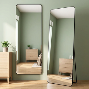 Specchio Rettangolare a Figura Intera Stile Antico Smartspace 57x162cm Nero, Vetro Spesso 6mm Senza Cornice per Casa e Ufficio - Product Image 3