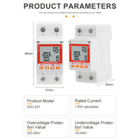 DIY GO WIFI 110V 220V 63A Smartlife TUYA Mini disjoncteur intelligent avec compteur d'énergie, minuterie, protection contre les surtensions, les surintensités et les fuites de courant