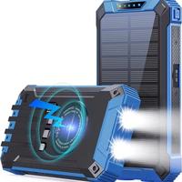 Batería de polímero de litio con carga inalámbrica solar, ultradelgada, doble USB tipo C, alta capacidad, 20000 mA, banco de energía de carga rápida magnética