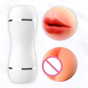 New 2-in-1 Male <b>Masturbation</b> Airplane Cup Double Vibration Realistic Stimulating Touch ABS+TPR Adult Sex Products - Product Image 1