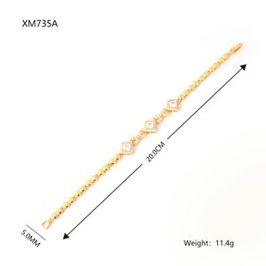 NYH White Square Gemstone Zircon Gold <b>Copper</b> Chain Bracelet Fashion Jewelry Bracelet <b>Bangle</b> - Product Image 6