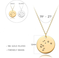 Hot 925 Sterling Silver Zircon Collier Pièce De Monnaie Disque Connecté 12 Étoiles Zodiaque Horoscope Signe Pendentif Gravé Rhodium Plaqué Partie