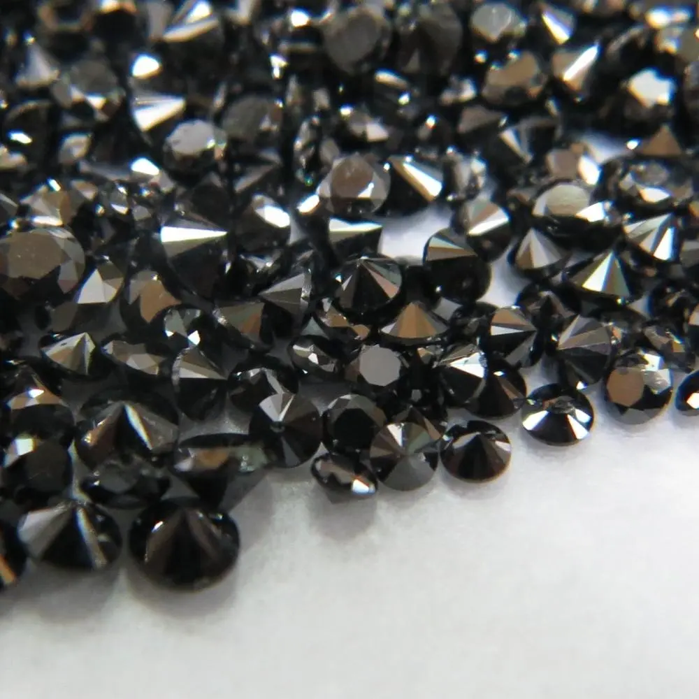 1-1.3mm טבעי רופף עגול לחתוך מפואר שחור יהלומים