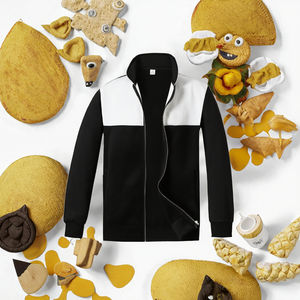 Veste unisexe vintage à fermeture éclair, coupe oversize et courte, avec blocs de couleur sur le devant, en polaire respirante chauffante, pour l'automne, ODM - Product Image 3