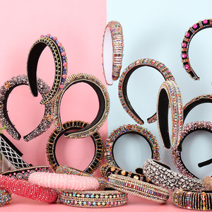 Diadema de Cristal con Cuentas Hua Liyu, Borde Ancho, Esponja Gruesa, Accesorio para el Cabello de Mujer, Estilo Barroco Retro - Product Image 1