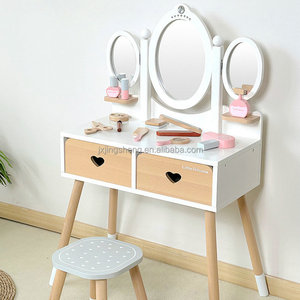 Mới nhất nóng bán trẻ em bằng gỗ bàn trang điểm Vanity tạo nên bảng với gương và phân - Product Image 5