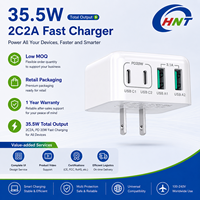Adaptateur de charge rapide 35,5W 4 ports PD3.0, chargeur mural 4 ports Type C avec prises UK AU EU US pour iPhone 17/16/15 Samsung