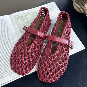 Nuevas Sandalias Planas Personalizadas con Diseño Hueco para Mujer, Sandalias de Verano de Malla Plana, Zapatillas Tejidas a Mano - Product Image 2