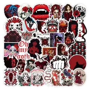 50 Stks/zak Gothic Dark Red Vinyl Waterproof Zonnebrandcrème Koffer Skateboard Graffiti Anime Figuren Cartoon Stickers Voor Kinderen Speelgoed