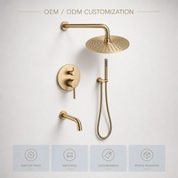Système de douche mural complet en laiton finition or brossé, avec robinetterie dissimulée, pour salle de bain d'hôtel – Vente directe usine