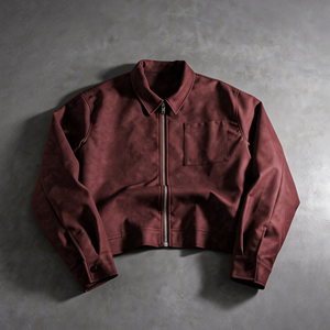 Giacca Bomber in Camoscio per Uomo, 100% Cotone, Logo Personalizzato, Oversize, Stile Vintage - Product Image 3