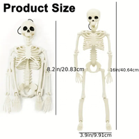 Accessoires de maison hantée pour cimetière d'Halloween 16 pouces Crâne articulé en plastique Décoration de squelette suspendu d'Halloween