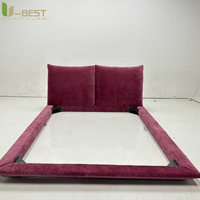U-best Prinzessinnenbett für Hauptschlafzimmer 1,8 Meter Luxuriöses Rundes Doppelbett Massivholzrahmen Französischer Stil Lederkopfteil