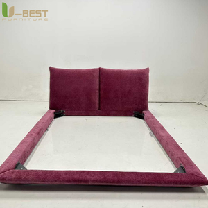 U-best 마스터 침실용 프린세스 침대 1.8미터 럭셔리 라운드 더블 침대 원목 프레임 프렌치 스타일 가죽 헤드보드 - Product Image 1