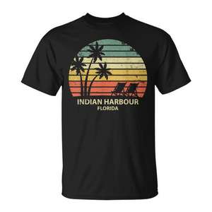 T-shirt vintage Indian Harbour Florida, design rétro plage, pour hommes - Product Image 1