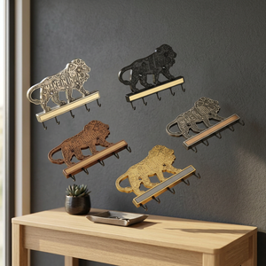 KELLTON Soporte de Pared Rectangular con León Real Indio Tallado, Gancho Decorativo de Latón Antiguo para Puerta, Organizador de Decoración del Hogar - Product Image 4