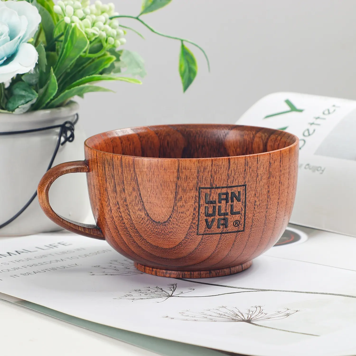 Aceptar personalizado de madera de café taza de bebida de madera de bambú de la taza de café