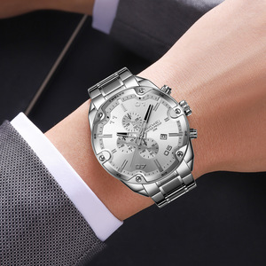 Montre pour homme - Montre multifonctionnelle à trois fonctions, étanche, avec bracelet en acier et fonction chronographe. - Product Image 4