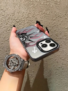 Funda Gótica Rosa Y2K con Estampado de Estatua en Negro Mate, Carcasa Antigolpes con Pintura UV para Teléfonos Móviles 12/13/14/15/16/17Pro - Product Image 5