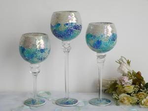 กระเบื้องโมเสคเชิงเทียนแก้วสีเขียวเข้มสวย, เชิงเทียน, ถ้วย - Product Image 3