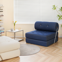 Canapé-lit pliable en velours de style japonais, fauteuil inclinable une place, pour petits appartements, canapé modulaire en forme de bloc de tofu, structure en bois