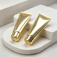 Tube cosmétique vide en aluminium et plastique, finition métallique brillante or et argent, pour crème contour des yeux, emballage compressible, sérigraphié, avec bouchon à vis, luxe