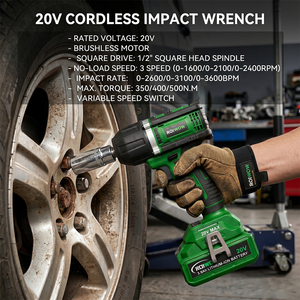 Clé à chocs sans fil 20V à batterie lithium-ion 500 Nm, haute performance, sans balais, ensemble professionnel <span class=keywords><strong>pour</strong></span> réparation automobile, outils <span class=keywords><strong>électrique</strong></span>s 1/2 pouce - Product Image 6