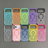 Coque de protection magnétique transparente de luxe à motif floral pour iPhone 17 16 15 14 Pro Max