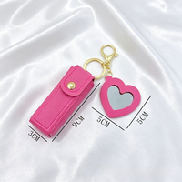 Boîte de rangement pour rouge à lèvres, porte-clés, mini miroir cœur, sac couleur macaron, style Ins, étui portable en cuir pour femme